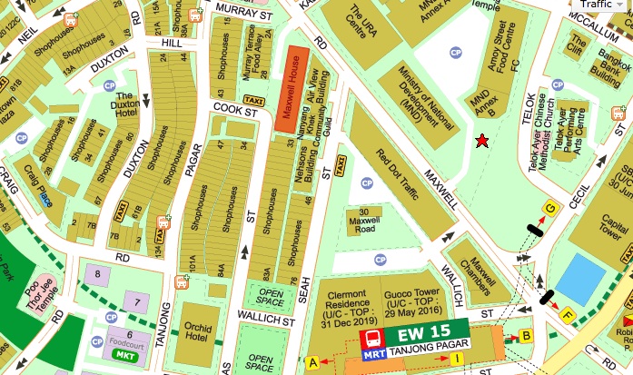 The actual location - Just 2 mins walk from Tanjong Pagar MRT Exit A. (Credits: Streetdirectory.com)