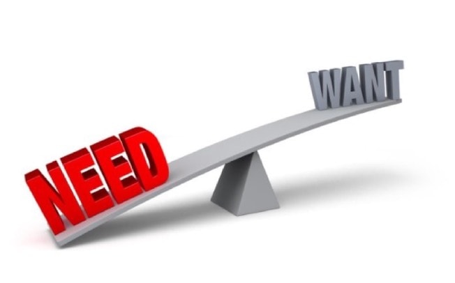 Prioritisation of needs over wants