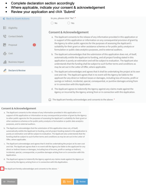 Step 10 Declaration and Acknowledgement Of Terms And Conditions