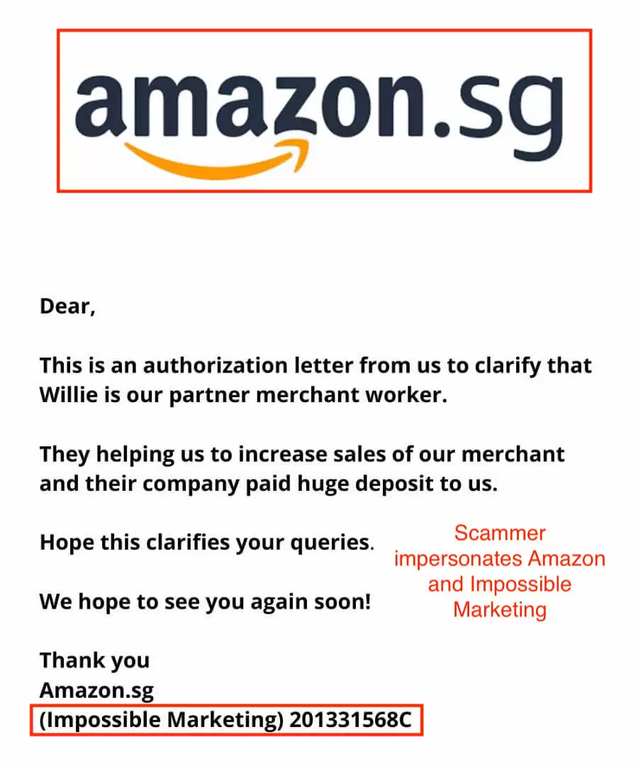 Fake Letter From Amazon