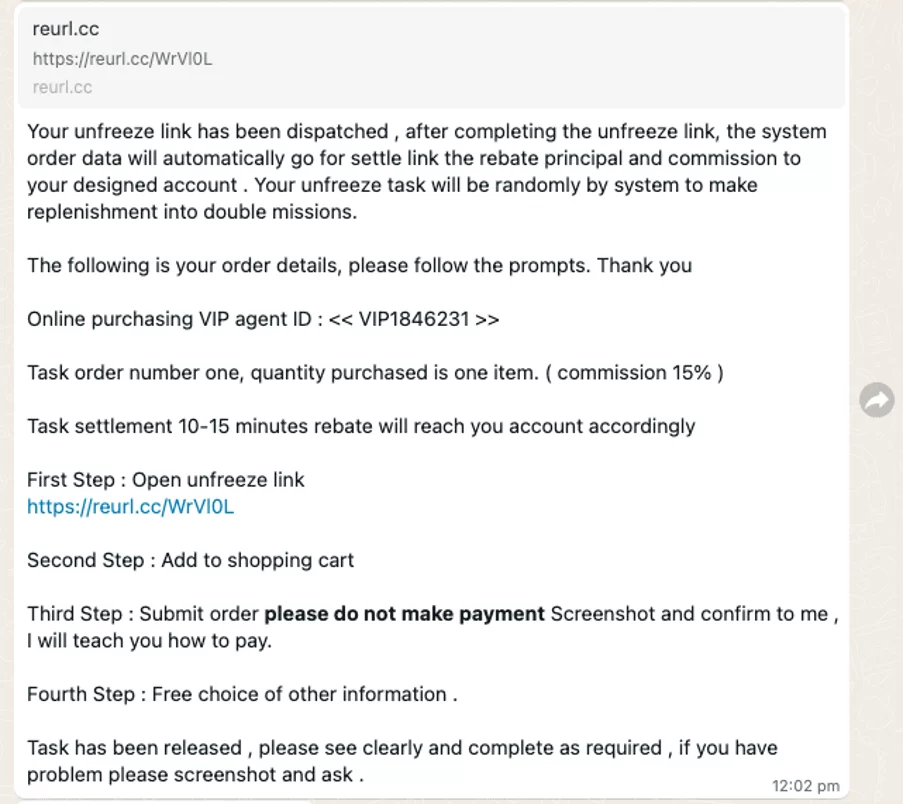 Payment Transfer To Scammer
