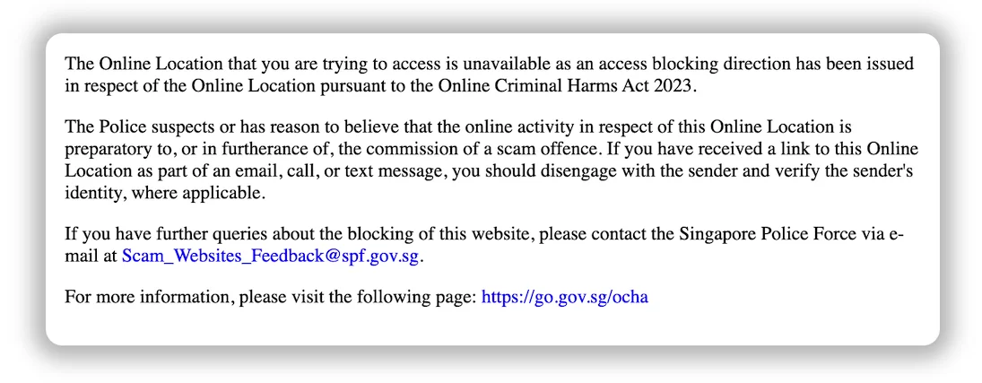 Report on scam websites