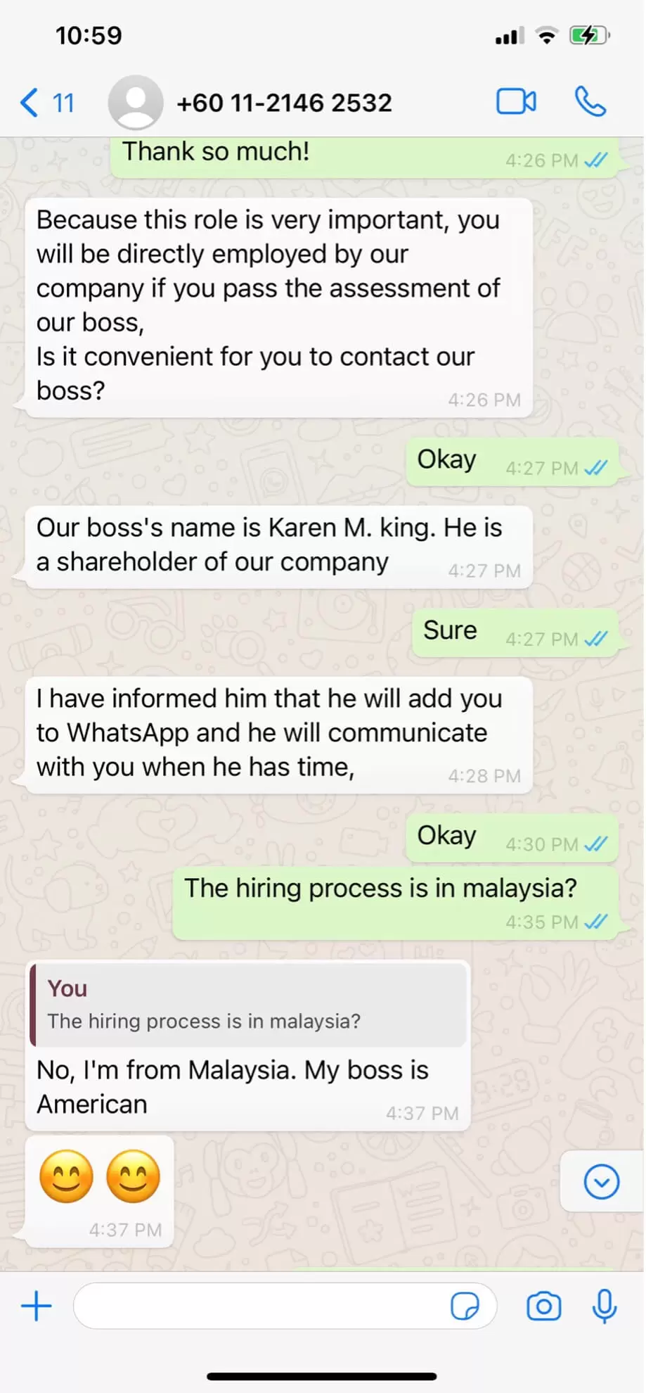 Scammer States False Information