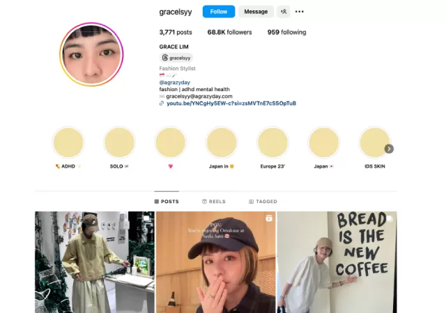 Fashion micro-influencer, Grace Lim (@gracelsyy)