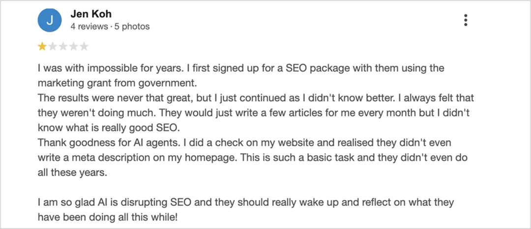 We've Filed a Police Report Over “Jen Koh's” Google Review