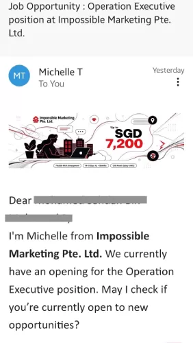 Fake Job Opportunity Operation Executive Position At Impossible Marketing Pte Ltd